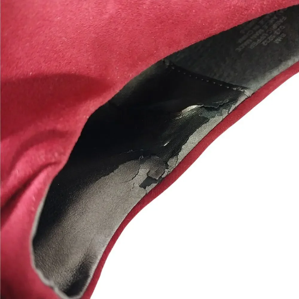 WORTHINGTON! ROUGE RED VEGAN SUEDE SCRUNCHY BACK HEEL ZIPPER BOOTIES! SZ 8.5M